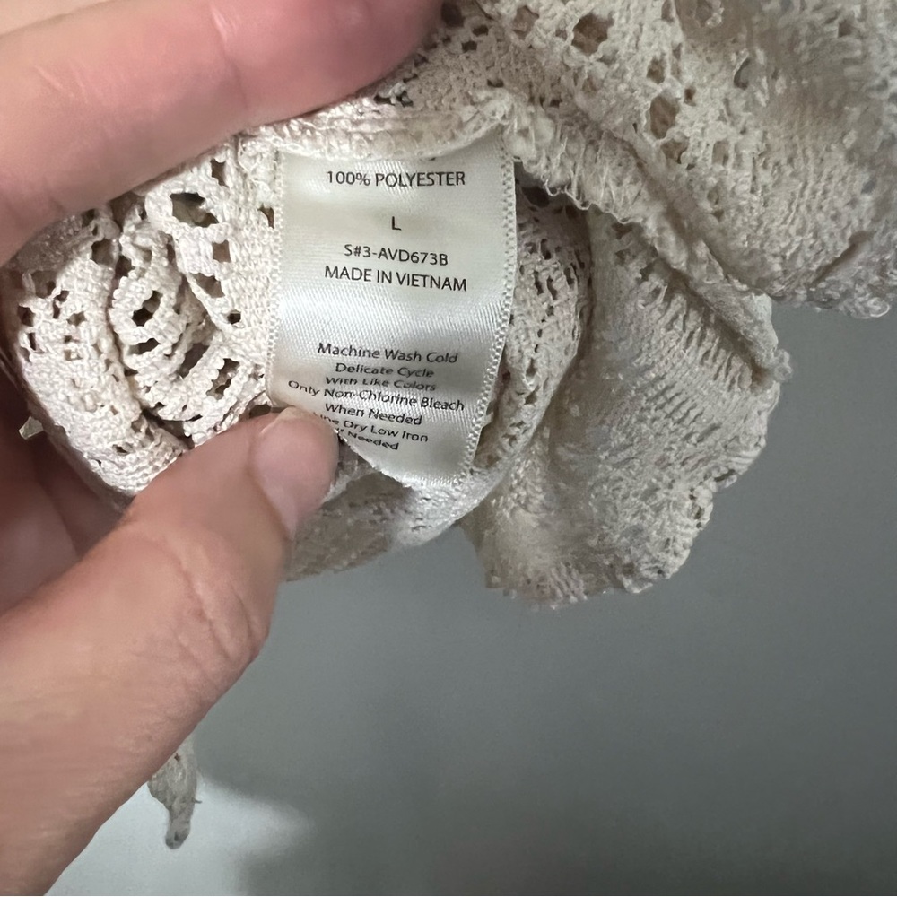 Ava James Crochet Kimono Dress Swim Cover Sz L - Picture 4 of 6
